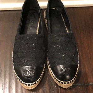 Chanel Black Sequin Espadrilles